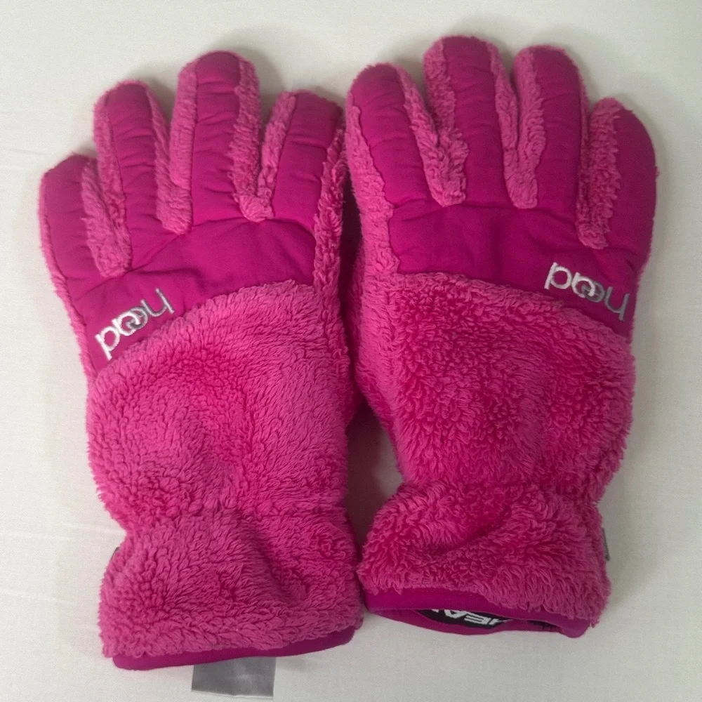 HEAD Pink Faux Fur Insulated Winter Gloves– Touchscreen Fingers – Size M (Youth)